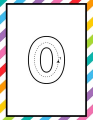 Number 0 Tracing, Counting and Coloring Worksheet for Preschool and Kindergarten Kids