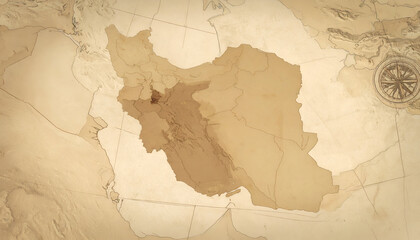 Naklejka premium Vintage Map of Iran - A Historical Geographical Representation.