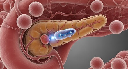 Pancreas with Insulin Production and Glucose Regulation.
