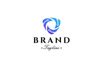 Obraz premium Technology shield logo with modern vector design style