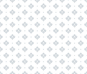 Flower geometric pattern. Seamless vector background. White and gray ornament. Ornament for fabric, wallpaper, packaging. Decorative print