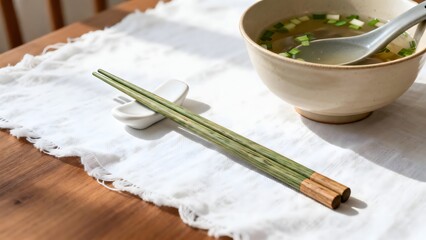 ChopsticksAndSoupBowlOnTable