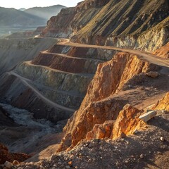 Jagged plateaus composed of once lustrous metal now oxidized and