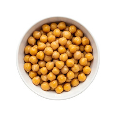 Chickpeas in a white bowl, isolated on white or transparent background, PNG Format.