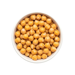 Chickpeas in a white bowl, isolated on white or transparent background, PNG Format.