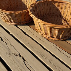 Materials Distressed wood wicker baskets