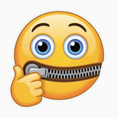 A yellow emoji with a zipper across its mouth conveys silence © ariyan
