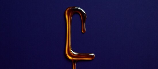 Liquid letter L made of chocolate on a dark blue background.