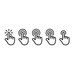 Fototapeta premium Five hand icons depicting various gestures with simple line art style