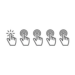 Fototapeta premium Five hand icons showing different stages of a touch or click action