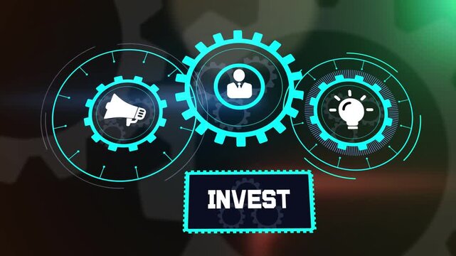 Business invest and strategic financial planning concept, innovative technology with gear system for corporate success