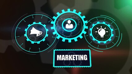 Business marketing and strategic communication development concept, innovative technology with gear system for success