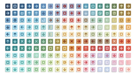 Colorful collection of various arrow icons and symbols