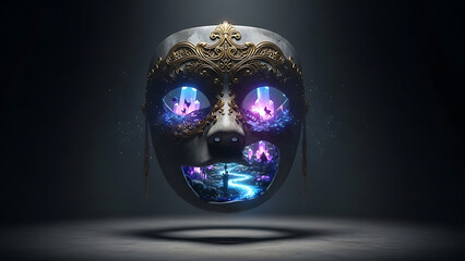 Ultra realistic futuristic digital head representing artificial intelligence, digital identity, data, and future human technology integration.