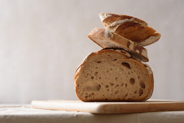 Artisan sourdough on simple white surface