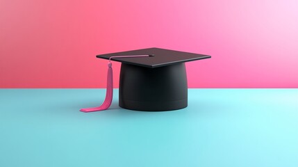 graduation cap and diploma on wooden background