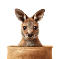 Fototapeta premium Curious kangaroo popping out australian outback animal portrait natural setting close-up wildlife photography