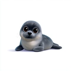 Obraz premium Playful cartoon seal character illustration fun environment bright colors cute and friendly concept