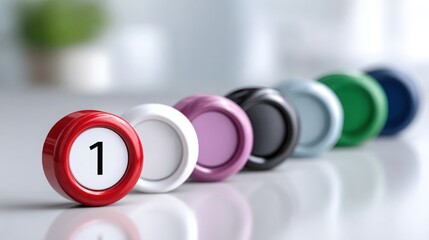 Round number tiles with the digit 1 in a row