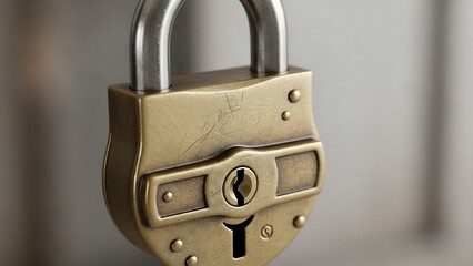 Close-up of old metal padlock.