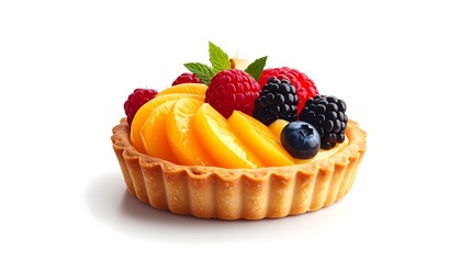 cake with fruits isolated on white