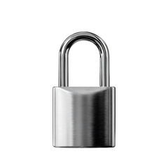 Reflective metallic padlock is centered against a solid black background