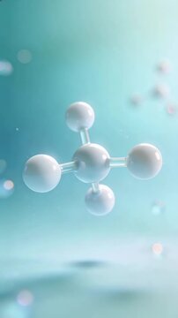 Ultra Clean Panthenol Molecule 3D Macro Portrait Aqua Blue Soft Bokeh