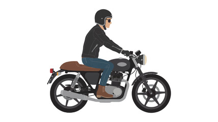 Fototapeta premium A minimalist illustration of a motorcycle rider in a side-view profile against a white background (3)_traced