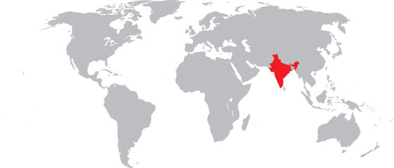 India Highlighted on World Map Vector Design © Tracy