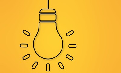 An illuminated lightbulb on a vibrant yellow background symbolizing creativity and innovation
