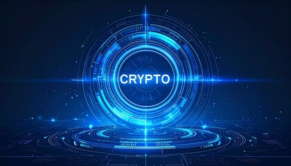 Obraz premium Digital Currency and Financial Technology Concepts, Futuristic Crypto Background with Glowing Elements