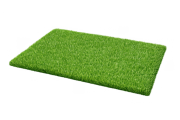 Artificial grass mat rectangular green turf patch for landscaping and outdoor decoration, transparent background