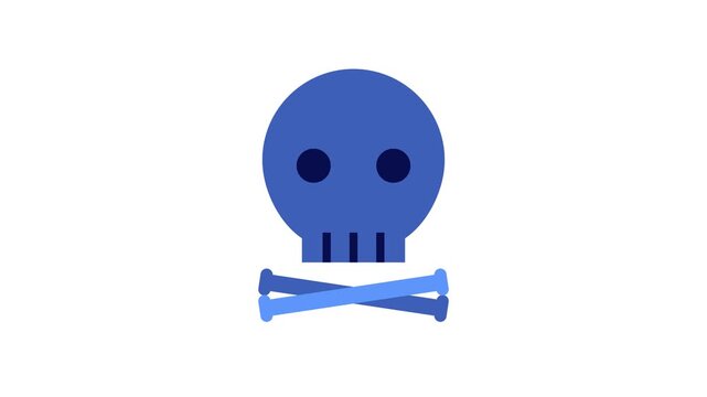 Animated skull and crossbones shaking danger icon