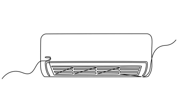 Continuous one line art drawing of AC indoor unit. Air conditioner single line art minimalist style vector illustration animation, air conditioner line drawing art, Single one line drawing  air