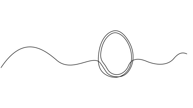 Single line egg, hand drawn continuous one line The Easter symbol, minimalist one line art eggs shape drawing animation, Animated egg continuous one line drawing. Easter egg linear symbol animation