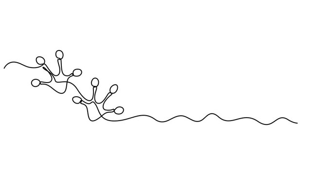 continuous drawing line art of frog with black line and white background. One line, Self drawing simple animation of tree frog continuous line drawing. Wildlife concept one line art. Minimalist style 