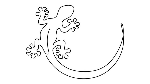 Abstract Lizard. Self drawing animation one continuous line draw, logo, Animated self drawing of world lizard day video design illustration. Animal world day themes design concept in simple linear