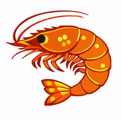 Shrimp vector clipart art illustration solid white background 