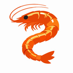 Shrimp vector clipart art illustration solid white background 