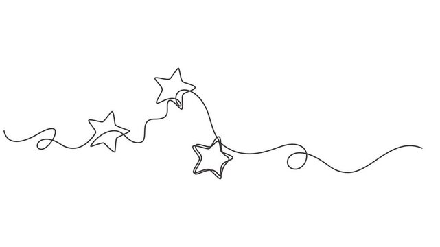 Shining and winner star icon continuous one line drawing 4k animation video, Self drawing animation of star icon in continuous line art style. Animated single line, One line Drawing or illustration