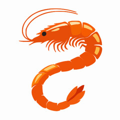 Shrimp vector clipart art illustration solid white background 
