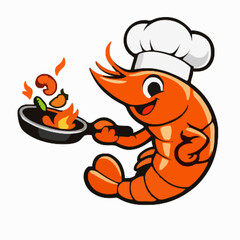 Shrimp vector clipart art illustration solid white background 