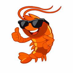 Shrimp vector clipart art illustration solid white background 