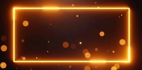 Shining golden rectangle frame, glowing lights, bokeh effect Premium design element , shining, metallic
