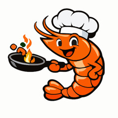 Shrimp vector clipart art illustration solid white background 