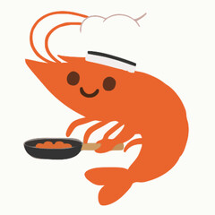 Shrimp vector clipart art illustration solid white background 