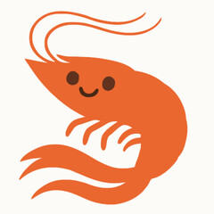 Shrimp vector clipart art illustration solid white background 