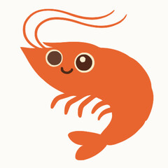 Shrimp vector clipart art illustration solid white background 