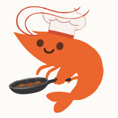 Shrimp vector clipart art illustration solid white background 