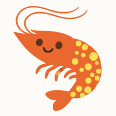 Shrimp vector clipart art illustration solid white background 